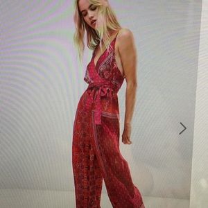 Free People “pink combo” printed jumpsuit